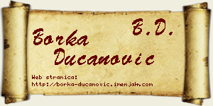 Borka Ducanović vizit kartica